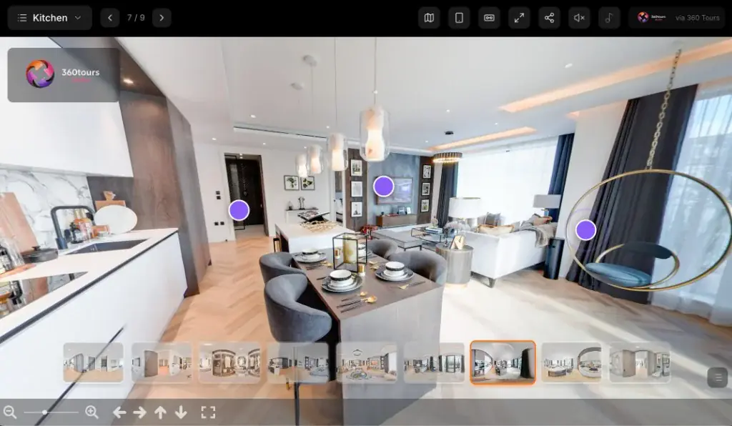 Interactive 360 virtual tours of a UK property interior