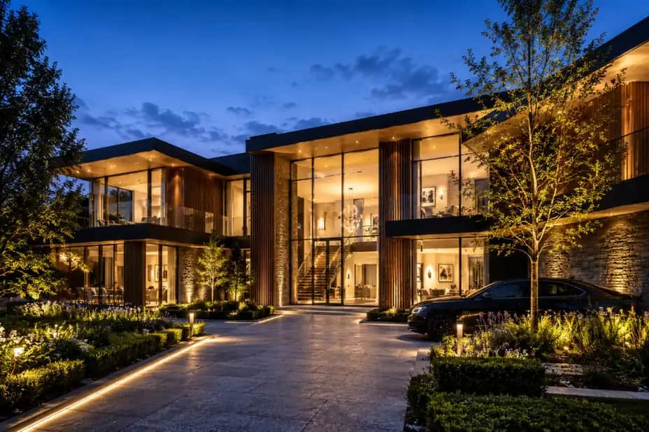 Photoreal twilight exterior Property CGI of a contemporary UK home by Photoplan