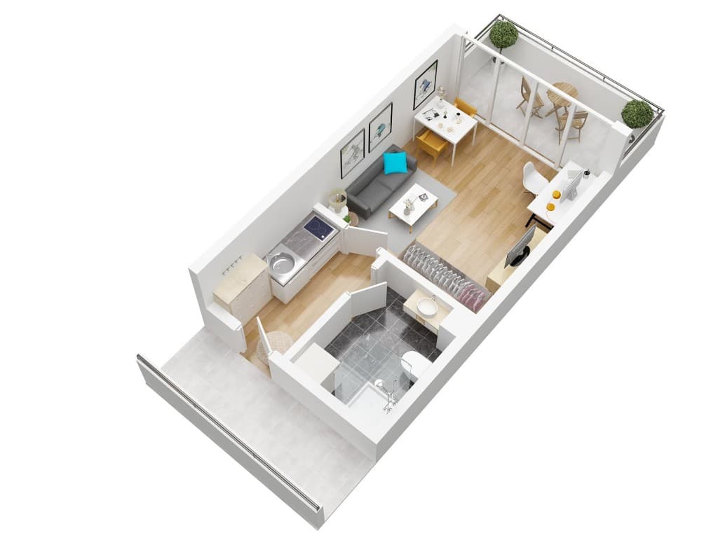Studios 3D floor plan by Photoplan