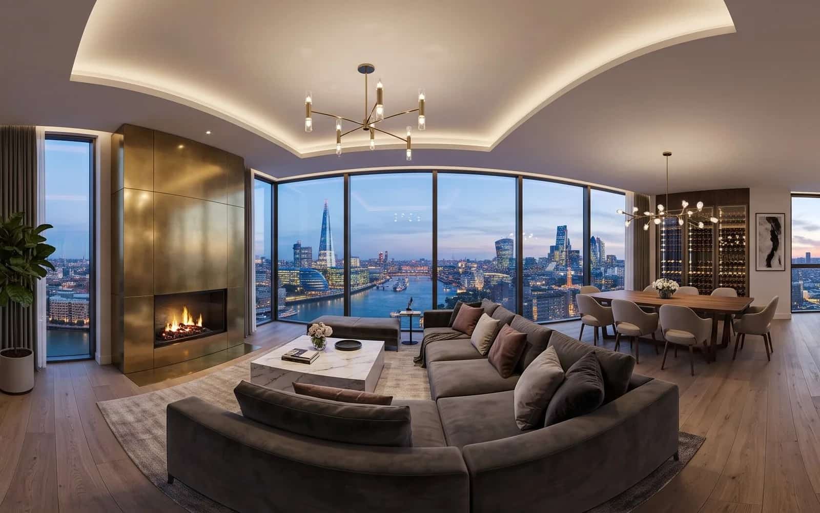 Photoreal London luxury apartment Property CGI with city skyline by Photoplan