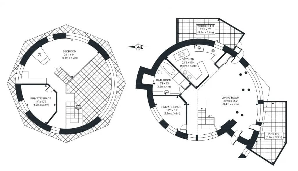 Example measured floor plan by Photoplan, showing room dimensions, total floor area, doors, windows and staircases